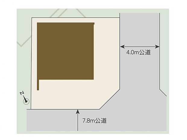 開放感あふれる南東角地！南側は幅員7.8m、東側は4.0mの公道に面しており、陽当り・通風ともに良好です。