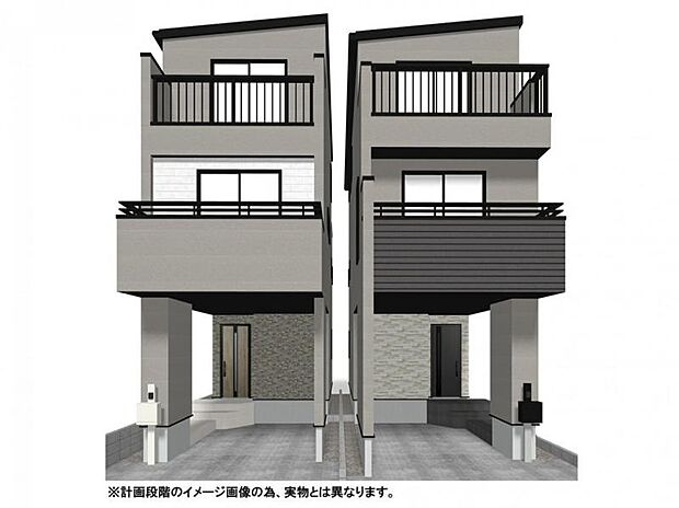 【外観イメージパース】南道路に面した陽当り良好な新築戸建・全2棟が登場！都内主要駅へ好アクセスな「浦和」駅が生活拠点。駅まで自転車6分、徒歩でも17分と、毎日の通勤・通学にゆとりを届けます。