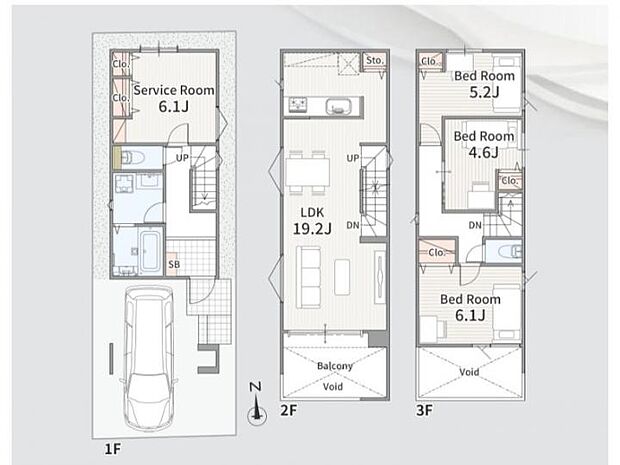 【3LDK+S】間取り図