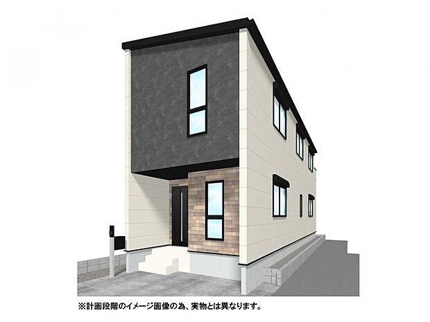 【【外観イメージパース】】洗練されたデザインが目を引く新築2階建。浦和駅徒歩圏の好立地で、都心へのアクセスも軽快。北西側通路につき開放感があり、デザイン性と利便性を兼ね備えた住まいです。