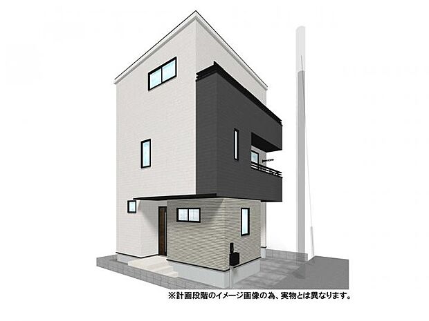【【外観イメージパース】】高い断熱性・省エネ性を備えた安心のZEH水準。全居室収納付きで片付けがスムーズに捗る空間設計に加え、心地よい開放感を演出する3面バルコニーなど魅力の詰まった仕様。