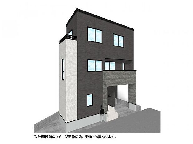 【【外観イメージパース】】共働き世帯に嬉しい食洗機・浴室乾燥機付!ZEH水準の断熱性能やLow-Eガラスを採用した、家計に優しい高性能住宅。2箇所に設けたバルコニーが暮らしに開放感とゆとりをもたらします。