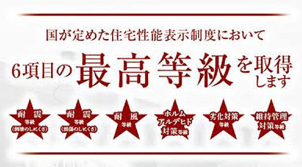 【非公開】住宅性能表示制度6項目取得。耐震・省エネ・劣化対策など、国の基準で性能を評価。長く安心して住める高品質な住まいです。