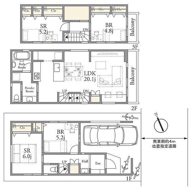 【建物参考プラン例】4LDK、土地価格7480万円、土地面積70.04m2、建物価格2500万円、建物面積119.47m2