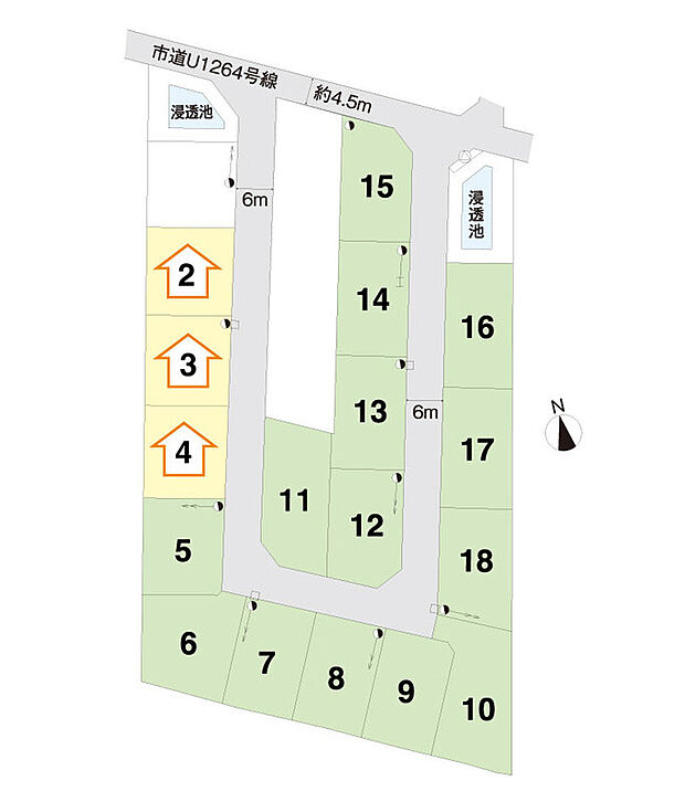 全体区画図
前面道路6mございます。