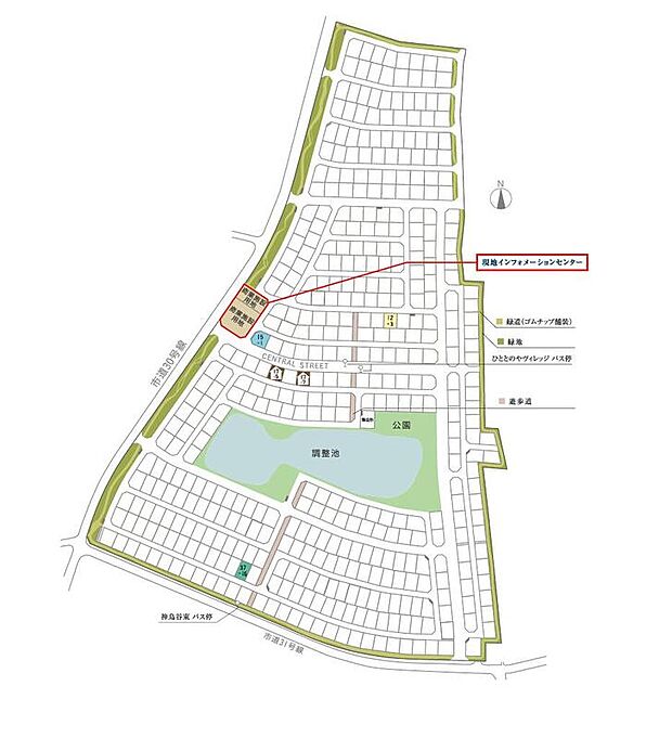 【全体区画図】分譲住宅1棟および、注文住宅用土地区画を販売中です。