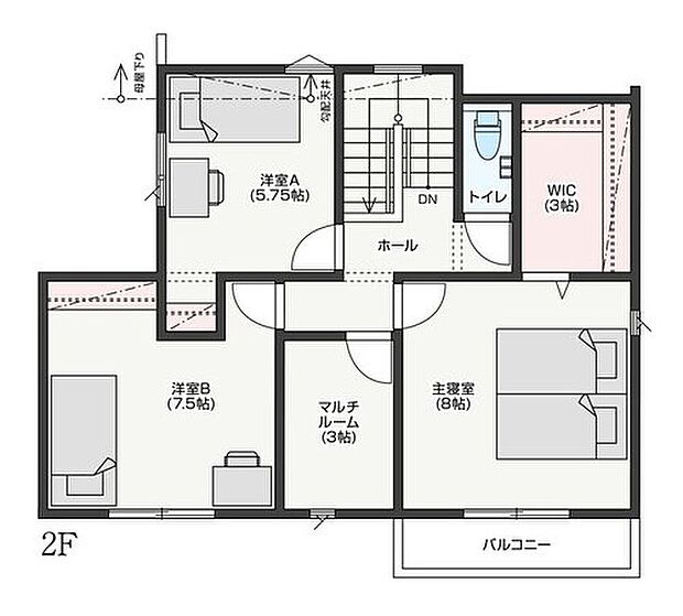 【3LDK+S】2F　間取り図