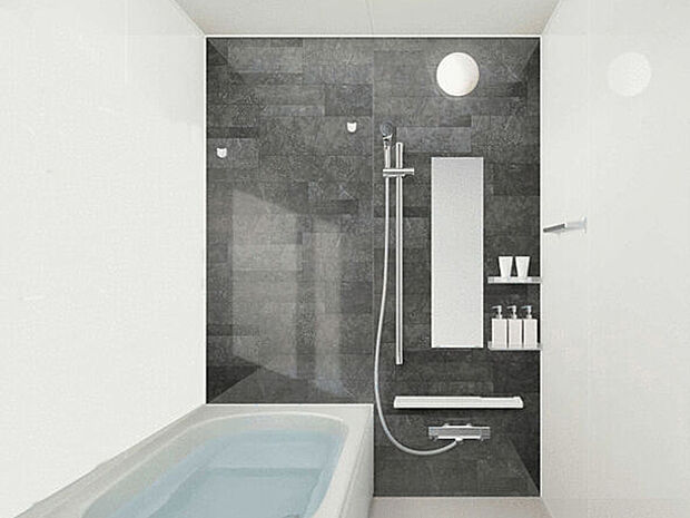 【バスルーム「ルクレ」】日常の疲れを癒やすここちのよいユニットバス。お手入れが簡単になる工夫が凝らされているため、手間をかけずに清潔さを保てます。