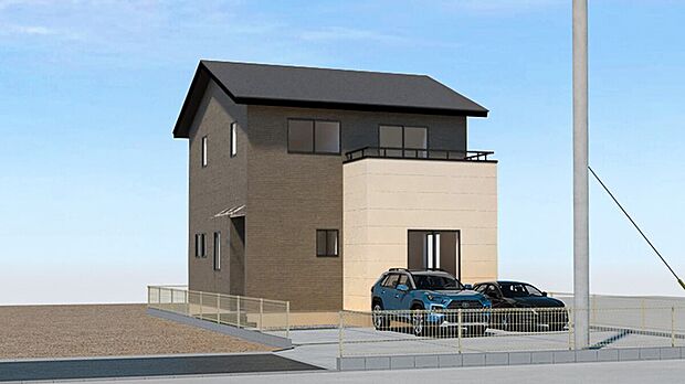 【【No.3】完成予想外観】リビング横の居室は収納やワークスペース、趣味部屋など多様な使い方が可能です。水回りを近くに配置した家事ラク動線で日々の家事時間を短縮します。