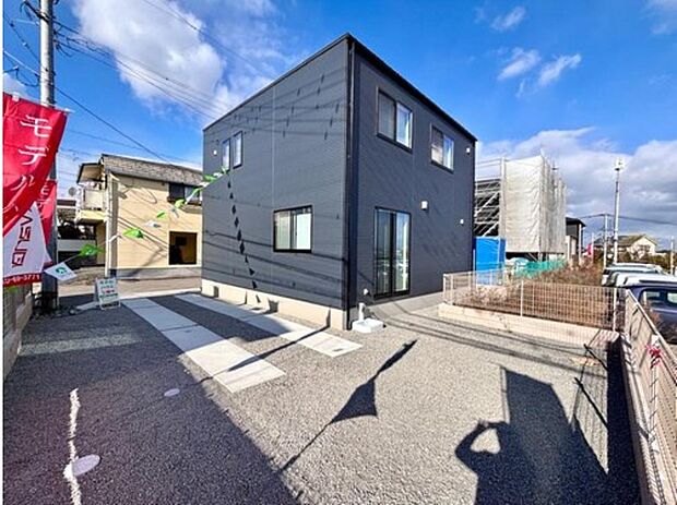 【現地外観写真【1号地】】高台に位置しており、庭からの眺めが絶景です！

