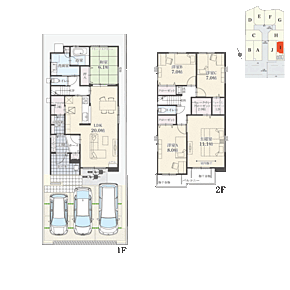 5LDK+Wウォークインクローゼット+玄関収納+コートクローク+パントリー
駐車3台可

玄関収納からパントリーを通ってキッチンへ行けるスムーズな家事動線を確保しています♪ 