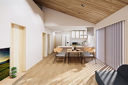 リビング｜人気の縦長リビングを採用！