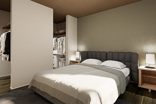 【たっぷり収納付き居室】1階にすべての居室があり上下移動が少なくなるため、長く安心して生活して頂けます♪病気や介護の際の移動も楽に！／1号地完成予想パース