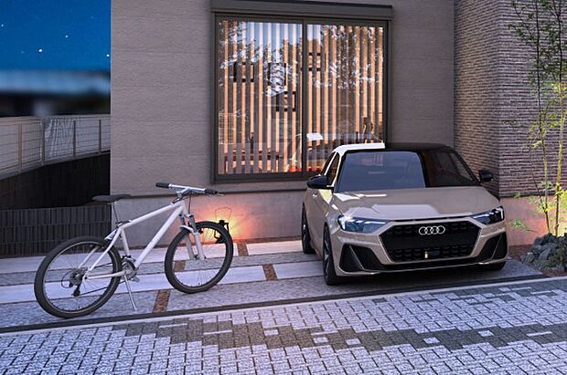 【その他画像】【カースペース】全棟2台駐車可能。コンクリートと素材を交互にレイアウトしたデザインを施し、車が止まっていないときも美しい景観を描きます。※2台目は軽自動車対応