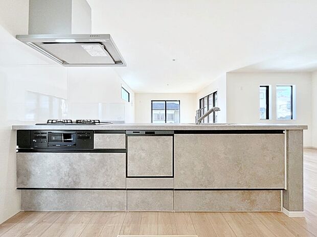 食洗機・浄水器・3ツ口コンロなどデザイン性も機能性も兼ね備えたシステムキッチン!