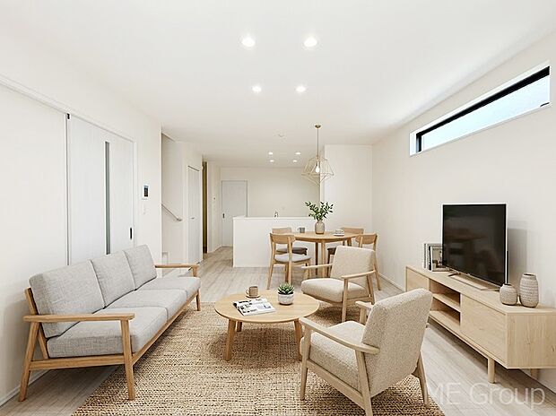 【リビング】ご家族の賑やかな話し声で包まれる明るいリビング  ※家具はCGです　