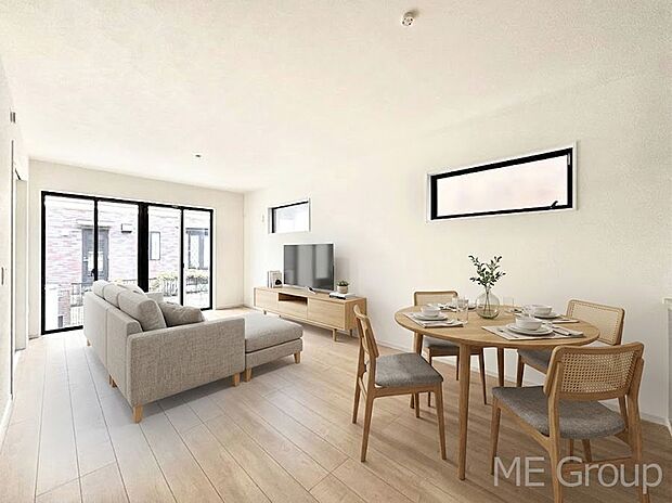 【リビング】ご家族の賑やかな話し声で包まれる明るいリビング ※家具はCGです