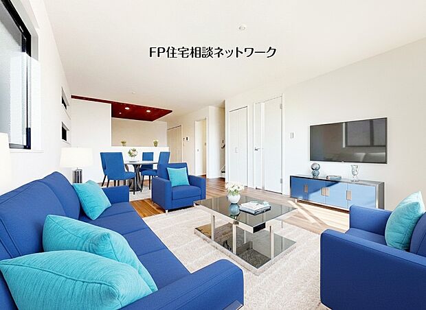 【リビング】 類似外観同仕様、施工例のため分譲中の建物とは外壁、屋根開口部等の形状・仕様が異なります。