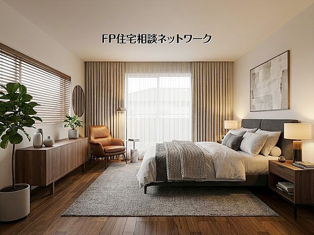 【洋室8帖】 本画像はAIがCGで家具を作成しており、実際の現地に家具は設置されておりません。また、販売価格に家具等は含まれておりません。