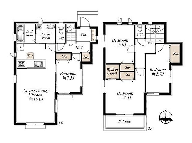 (B号棟)、価格4790万円、4LDK、土地面積142.59m2、建物面積96.05m2
16畳のゆとりあるLDKと全室2面採光が心地よい開放感を生む、家族の会話が弾む対面式キッチンと全居室収納を備