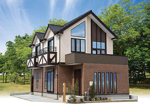 【外観：当社施工例】海外にきたようなオシャレなレンガ調の外観