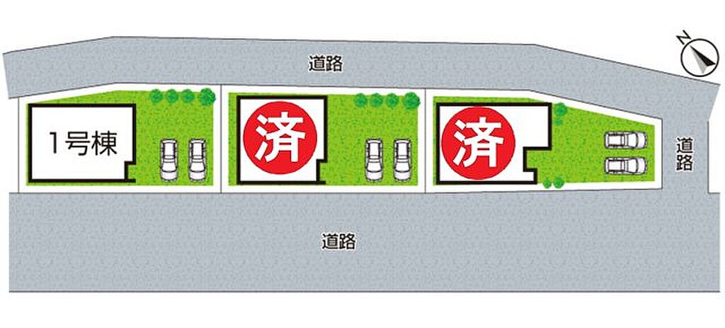 全３区画　前面道路１７．５ｍ