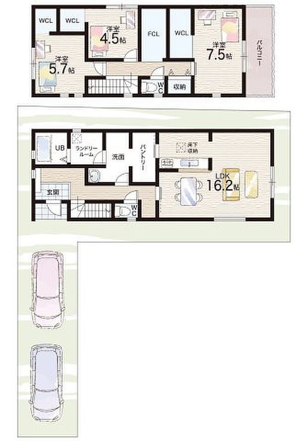 【3LDK】○旭ケ丘小学校・・・徒歩13分 ○玉手中学校・・・徒歩14分