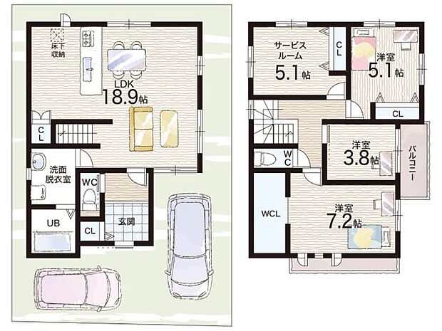 【3LDK+S(納戸)】○大仙小学校・・・徒歩4分 ○旭中学校・・・徒歩6分