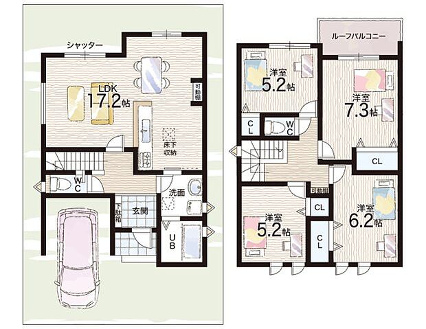 【4LDK】○北豊島小学校・・・徒歩5分 ○北豊島中学校・・・徒歩6分