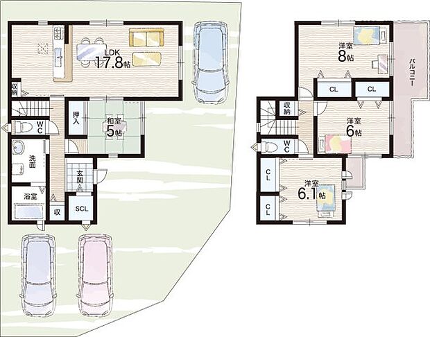 【4LDK】○広陵北小学校・・・徒歩17分 ○広陵中学校・・・徒歩32分