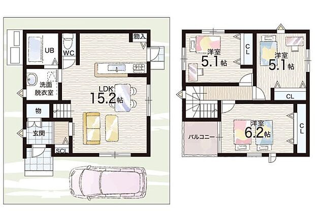 【3LDK】○深野小学校・・・徒歩8分 ○谷川中学校・・・徒歩13分