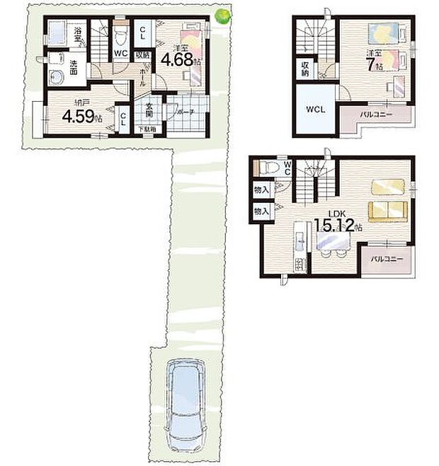 【2LDK+S(納戸)】○神原小学校・・・徒歩15分 ○上ヶ原中学校・・・徒歩14分