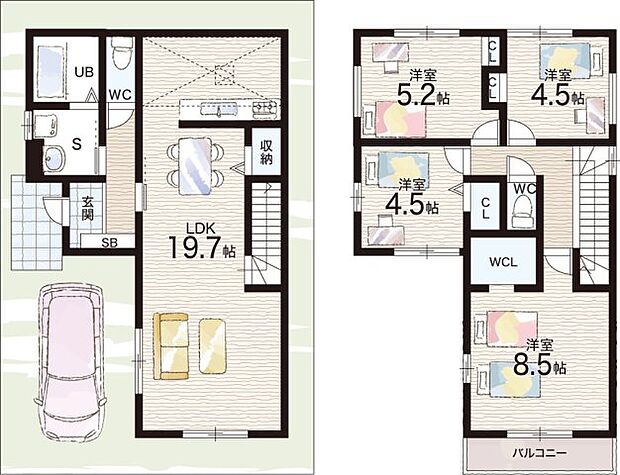 【4LDK】○鳥飼小学校・・・徒歩5分 ○第五中学校・・・徒歩19分