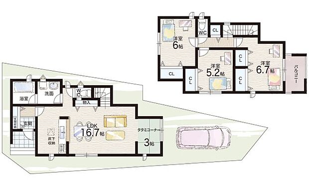 【3LDK】○殿山第一小学校・・・徒歩8分 ○第一中学校・・・徒歩7分