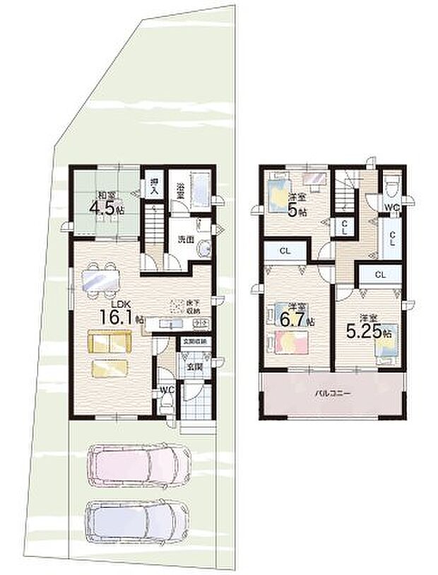 【4LDK】○田尻町立小学校・・・徒歩2分 ○田尻町立中学校・・・徒歩3分