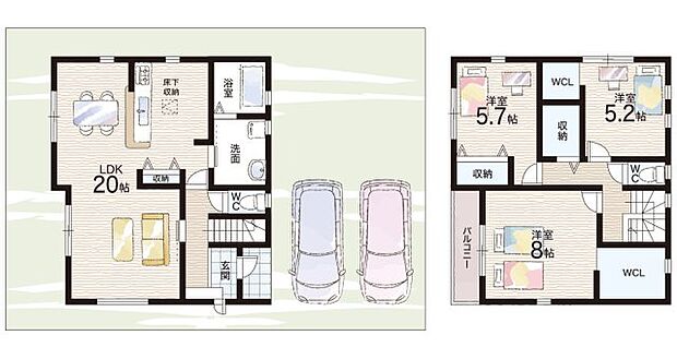 【3LDK】○二階堂小学校・・・徒歩7分 ○西中学校・・・徒歩9分