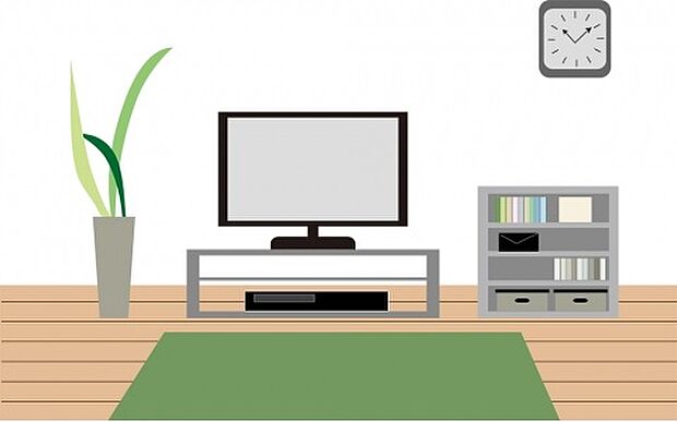 【居間・リビング】シンプルなリビングは、観葉植物等のインテリアを楽しめますね！パパ好みにも、ママ好みにも家具次第で雰囲気を変えることができます！