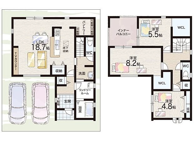 【3LDK】○長浜小学校・・・徒歩19分 ○西中学校・・・徒歩23分