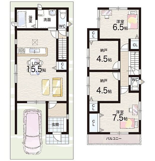 【2LDK+S(納戸)】○有岡小学校・・・徒歩８分 ○南中学校・・・徒歩２０分