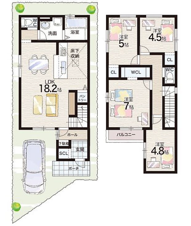 【4LDK】○小園小学校・・・徒歩９分 ○小園中学校・・・徒歩１３分