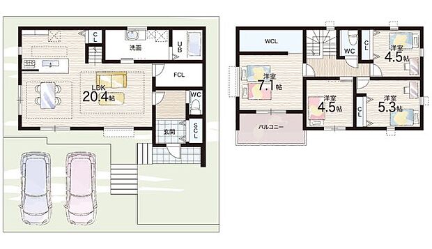 【4LDK+S(納戸)】○広陵小学校・・・徒歩2分 ○広陵中学校・・・徒歩7分