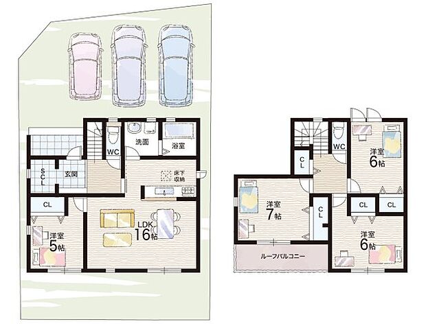 【4LDK】○三碓小学校・・・徒歩13分 ○富雄南中学校・・・徒歩17分
