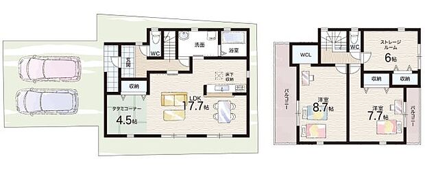 【2LDK+S(納戸)】○柳本小学校・・・徒歩3分 ○南中学校・・・徒歩28分