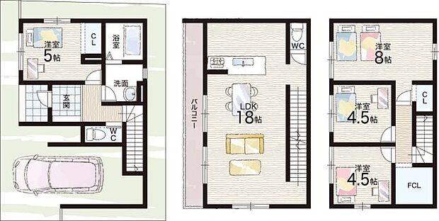 【4LDK】○西小学校・・・徒歩7分 ○第八中学校・・・徒歩13分
