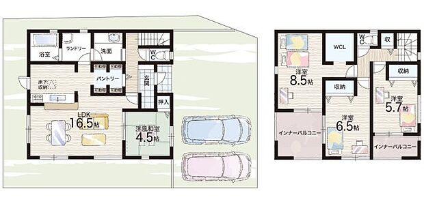 【3LDK】○広陵西小学校・・・徒歩20分 ○広陵中学校・・・徒歩11分