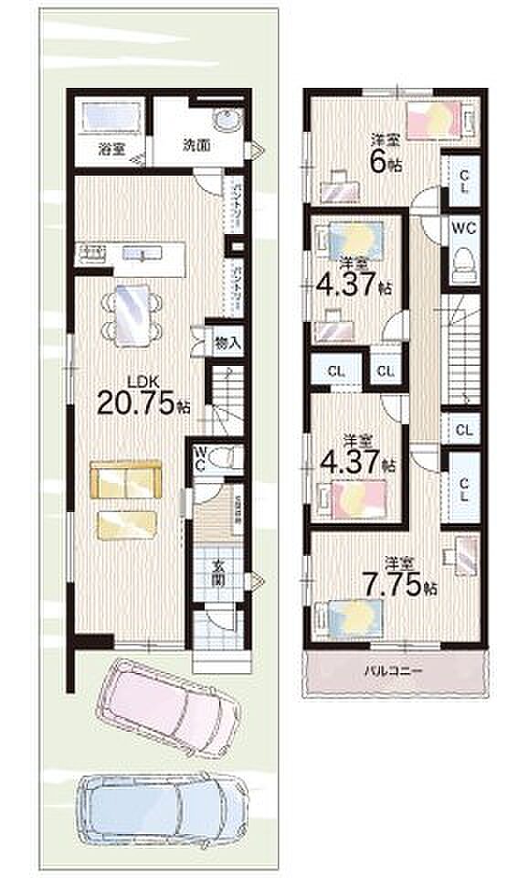 【4LDK】○亀岡小学校・・・徒歩7分 ○亀岡中学校・・・徒歩7分