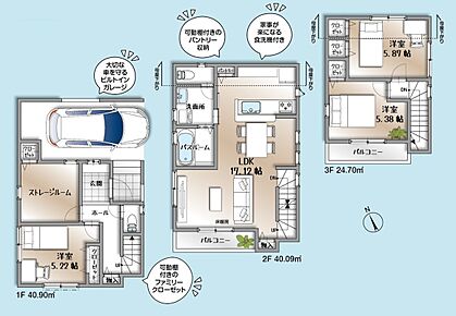 建物面積に車庫部分13.77m2を含む 