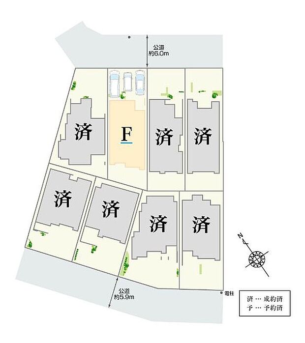 【全体区画図】
全棟駐車3台スペース