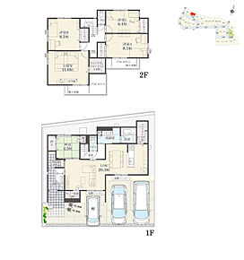5LDK+ウォークインクローゼット+玄関収納+リビング収納+パントリー
駐車3台可

暖かな陽光が差し込む南向きの住まい。1.6帖の玄関収納やウォークインクローゼットなど、豊富な収納付き。 