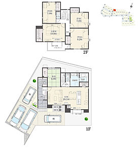 5LDK+ウォークインクローゼット+玄関収納+パントリー
駐車4台可

リビングスルー階段と対面式キッチン採用のLDKで、ご家族間のコミュニケーションが取りやすい設計です。 